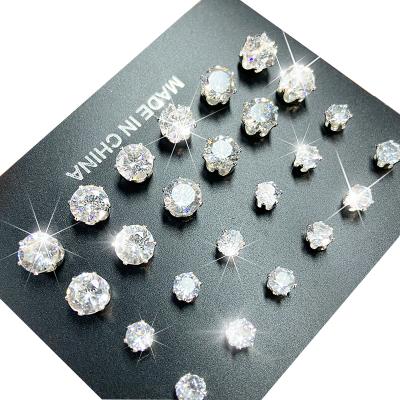 China CLASSIC Exquisite Shiny D.C.A. CZ Wedding Stud Earrings Set Diamond Crystal Ear Jewelry Accessories Geometric for sale