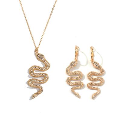 China Other Hot Selling Rhinestone Necklace Earrings Gold Snake Necklace Jewelry Inlaid Animal Costume for sale