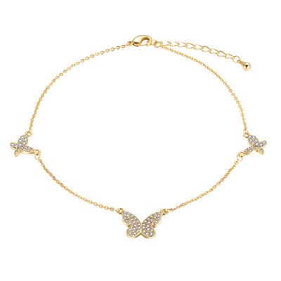 China TRENDY Butterfly Choker Necklace For Women Popular CZ Jewelry Copper Gold Plated Chain Necklace for sale