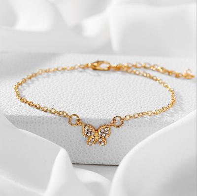 China Other Gold Silver Adjustable Retro Butterfly Charm Personality Anklet Chain Bracelet For Women 2021 Most Popular Jewelry for sale