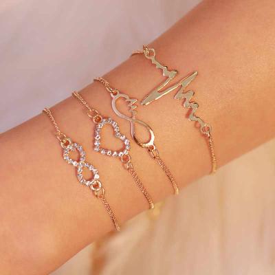 China Hot selling 4 pcs bracelet set heart of BOHEMIA charms lucky 8 pendant bracelet for women jewery for sale