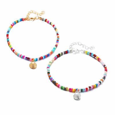 China Hot Italian Colorful Beaded Scallop Alloy Scallop Anklet Jewelry BOHEMIA Fashion Pendant Bracelet for sale