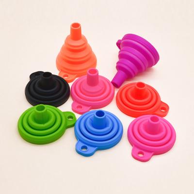 China Small Silicone Funnels Portable Food Grade Silicone Funnel Viable Foldable Kitchen Tools for sale