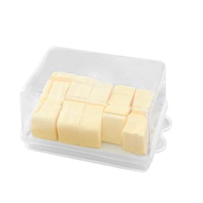 China Viable High Quality Plastic Kitchen Rectangle Butter Box Cheese Food Butter Keeper Container Dish With Spatula for sale