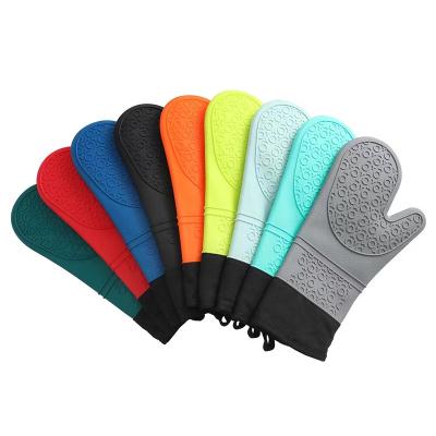 China Dotted Silicone Cotton Cotton Kitchen Oven Mitts Heat Resistant Grill Gloves BBQ Baking Cooking Grilling Gloves for sale