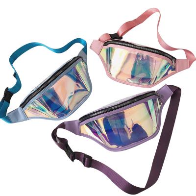 China New Design Fasion Water Proof Holographic PVC Bag Clear Transparent Pussy Pack Waist Bag Cross - Body Women for sale