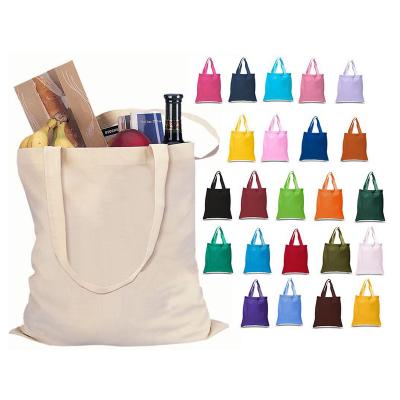 China Wholesale Cheap Reusable Promotional Handled Gift Tote Bags Eco Cotton Canvas Shopping Bags With Custom Logo for sale