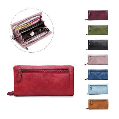 China 2022 Women Fashion Clutch Waterproof Hot Selling Slim Wallet Long Zipper Wide Classic High Quality Trendy PU Leather for sale