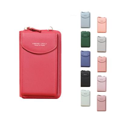 China Wholesale Cheap Multifunctional Waterproof Wallet Crossbody Phone PU Price Mobile Phone Purse Bag For Women for sale