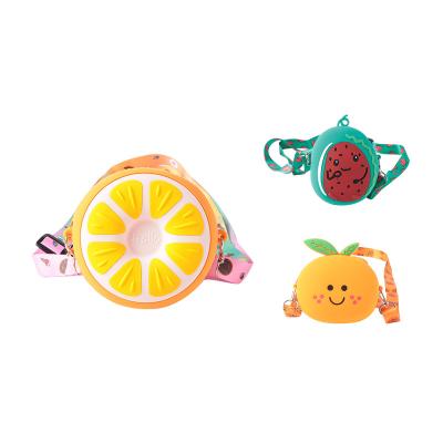 China Hot Sale Waterproof Kids Gift Bags Watermelon Lemon Shape Silicone Coins Pinch Little Girls Mini Crossbody Shoulders Handbags for sale