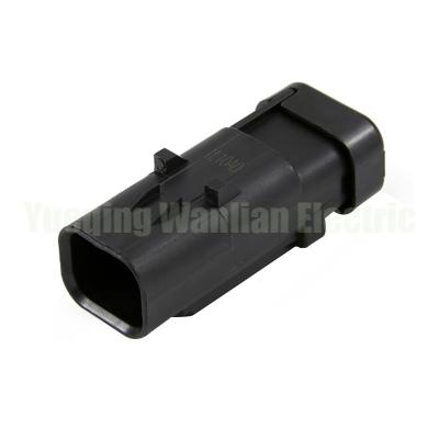 China 776428-1 Male Black Receptacle Waterproof Auto Connector 2 Pin for sale