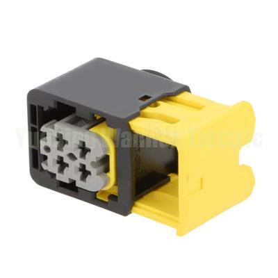 China 4 Pin HDSCS Connector 2-1418390-1 Black Shell Gray Key Waterproof Female Plug for sale