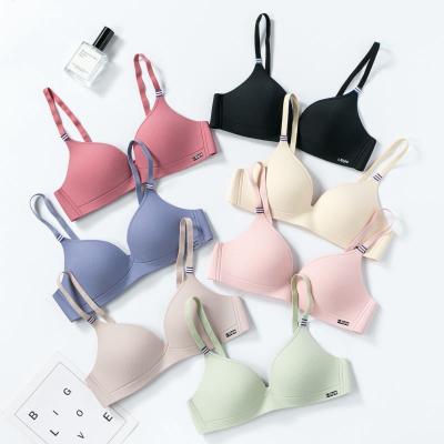 China QUICK DRY New Arrive Fashion Women AB Cup Gathered Breathable Bra Cotton Deep V Adjustable Lift Up Wireless Bra for sale