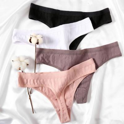 China New Style Elasticity Hip Thongs Female Antibacterial Low Color Female Pure Waist Comfortable Thongs Bar Cotton Briefs For Women for sale