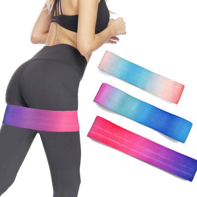 China Recyclable Custom Adjustable Fitness Gradient Color Circle Hip Belt For Yoga Practice Non-Slip Fabric Resistance Band for sale