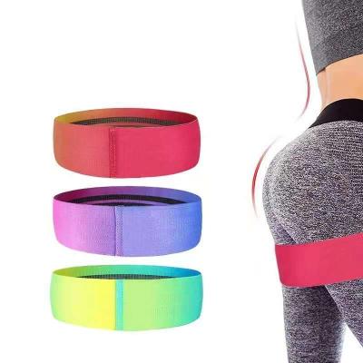 China Recyclable Custom Adjustable Fitness Gradient Color Circle Hip Belt For Yoga Practice Non-Slip Fabric Resistance Band for sale