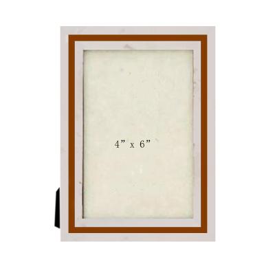 China Morden Rectangle Shape 4x6 Inch Picture White Marble Tabletop Frame for sale