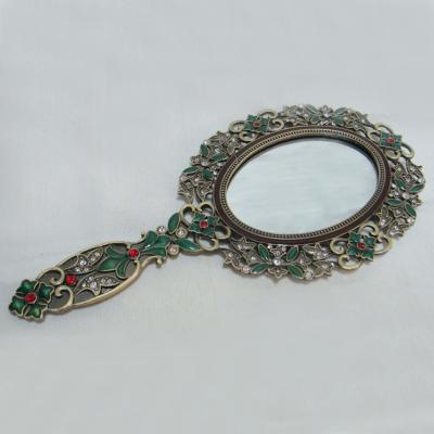 China Decorative Antique Hand Painted Enamel Oval Hand Mirror (P04001a) for sale