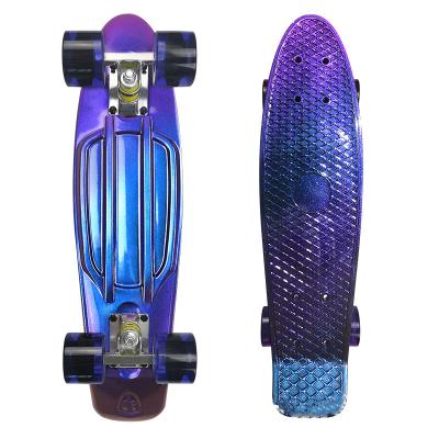 China Small Youth Fish Board Flowing 22 Inch Banana Changing Skateboard Four Wheel Deck Metal Sweet Color for sale