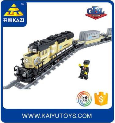 China Plastic Building Toy KAZI Building Blocks Toys 885pcs Electric Train Building Block Toys With Rail Sound&Light for sale