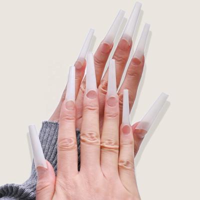 China 24 Pieces / Box Artistic White Press On False Nails Nail Tips Long Tips Nail Stilettos for sale