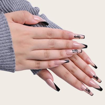 China 24 Pieces/Box Black Dragon Artistic Press On Nails False Nails Nail Tips Finger Stilettos for sale