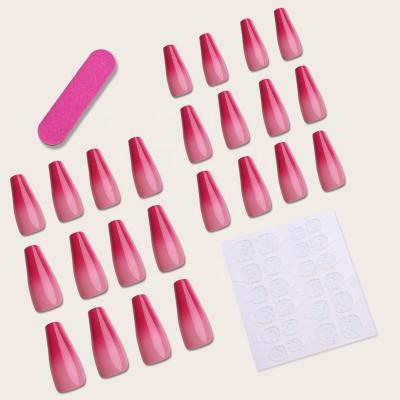 China 24 Pieces/Box Gradient Pink Artistic Press On Nail Tips Fake Nails Stilettos Press On Nails Charms for sale