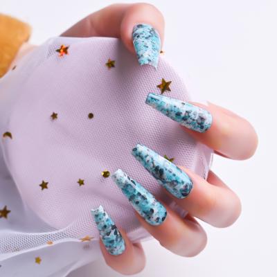 China 24 Pieces/Box Artistic Blossom Blue Black White Press On Nail Tips Fake Nails Stilettos Press On Nails Charms for sale