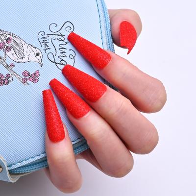 China 24 Pieces/Box Glitter Artistic Red Press On Nail Tips Fake Nails Stilettos Press On Nails Charms for sale