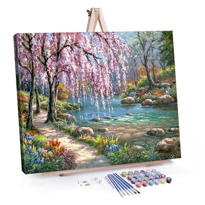 China Morden modern landscape painting by number kit for adult wall art diy custom paint by numbers for sale