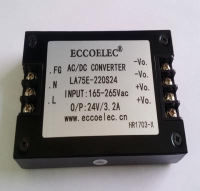 China 75W ACDC converter 220vac (165-265V) to choose 24V/3.125A regulated isolation power suuply LA75E-220S05 for sale