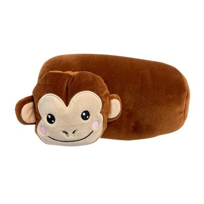 China Portable Soft Comfortable Cartoon Animal Series Monkey Shape 2 In 1 Animal Pillow Neck Pillow for sale