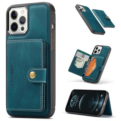 China Magnetic Card Bag Detachable Flip Wallet Leather Mobile Cell Phone Case for Iphone 12 11 pro X max XR XS max 6 7 8 for sale