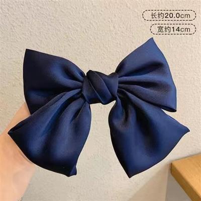 China Environmentally Friendly Oversized Black Bow Hairpin Japanese Adults And Kids Satin Hairpin Red Spring-clip Headpiece for sale