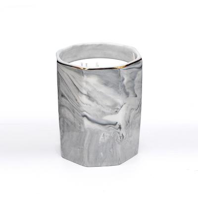 China Smokeless Professional Supplier Cup Exquisite Marbling Smokeless Candle Personalized Ceramic Scented Candle for sale