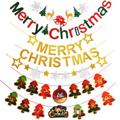 China Morden Ha Amazon Christmas Pull New Flag Merry Christmas Christmas Tree Snow Star Banner Leaves for sale