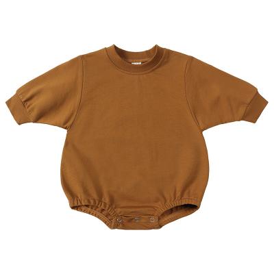 China Other Long Sleeve Autumn French Terry Drop Sleeves Organic Cotton Baby Sweatshirt Romper for sale