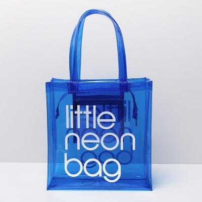 China NANA Wholesale Custom Lady's Chain Waterproof Beach Bag PVC Handled Transparent Tote Bag Colored for sale