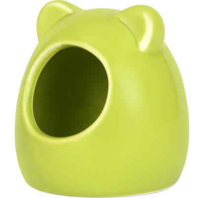 China Yee Pet Products Ceramic Cat Head Nest Viable Ceramic Small Mini Habitat House Animal in Cage Hamster Nest for sale