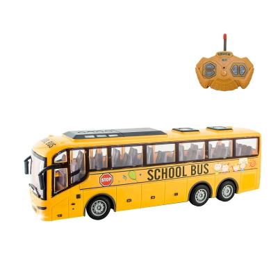 China RC Model Hot Selling 1:30 Four Way Electric RC Radio Control School Bus Remote Toy For Kids Car Trucks With Plastic Material And Lights for sale