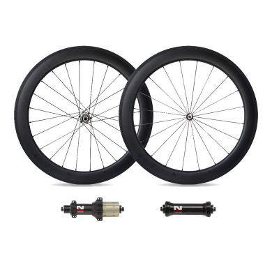 China Road Bikes 700C X 25mm Tubular Tire 60mm Rim Carbon Road Bike Complete Wheelset Accessories for sale