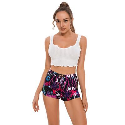 China Yudi Garment 2022 Hot Sale Anti-wrinkle Drawstring Pocket Shorts Pants Sexy Casual Graffiti Printed Club Beach Booty Shorts Women for sale