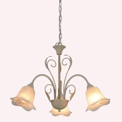 China High quality traditional European classic hot sale chandelier indoor plendant light E14 with flower glass light shade for sale