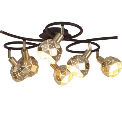 China Vintage Industrial Wall Mounted Iron Art Vintage Postmodern Gold Brass Ceiling Lamp for sale