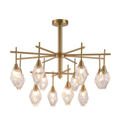 China Modern European High End Luxury Copper Lamp Outdoor Mounted Ceiling Chandeliers With Beautiful Clear Glass for sale