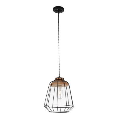 China Contemporary American Wood And Iron Art Modern Pendant Lighting Natural Decoration E27 Indoor Dining Pendant Light for sale