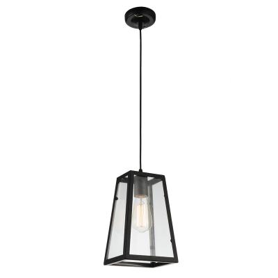 China Residential Simple Clear Black Glass Pendant Light Retro Dining Room Study Decoration E27 Classic Vintage Hanging Pendant Light for sale