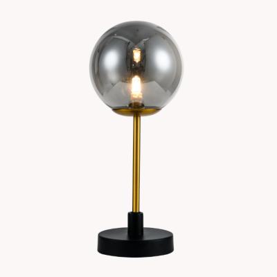 China Zhongshan Modern Wholesale Cheap Modern Table Lamp With Smoke Study Bedroom Decoration Gray Glass Table Lamp for sale