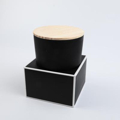 China Wholesale Custom Hot Sale Home Decor Matte Black Candle Jars With Wooden or Metal Lid Candle Jar With Box Decorating Candle Holders for sale