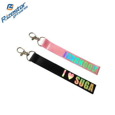 China Blingbling Advertising Cool Short Key Chain Lanyard With Laser Print for sale